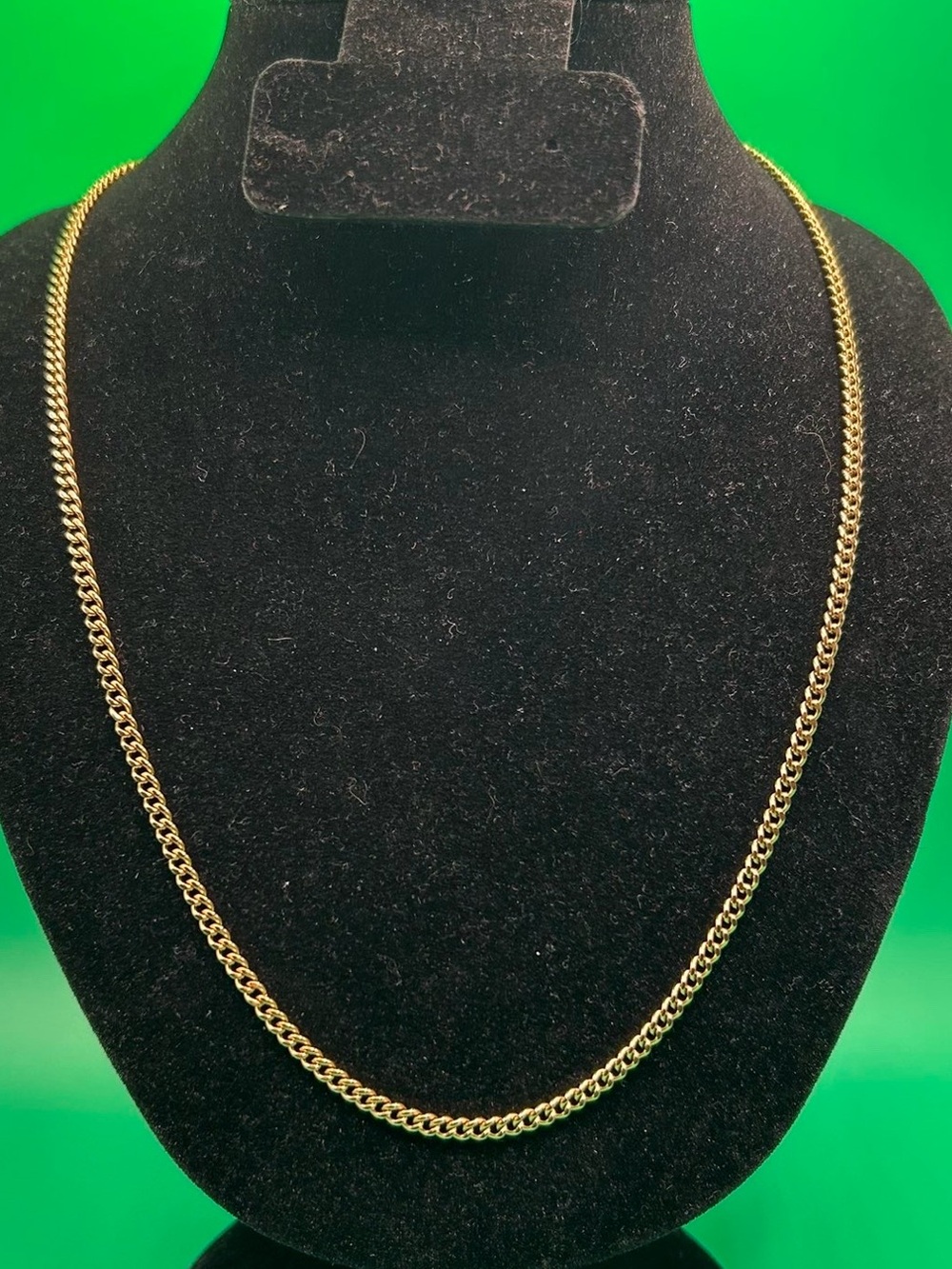 3mm Gold Curb Cuban Link Chain Necklace 20 Inch Unisex Dainty Waterproof